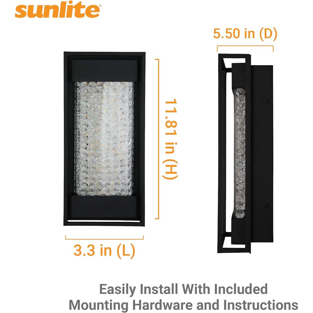 Sunlite 10w LED Acrylic Crystals Wall Sconce Fixture CCT Selectable - 60W equiv - Image 2