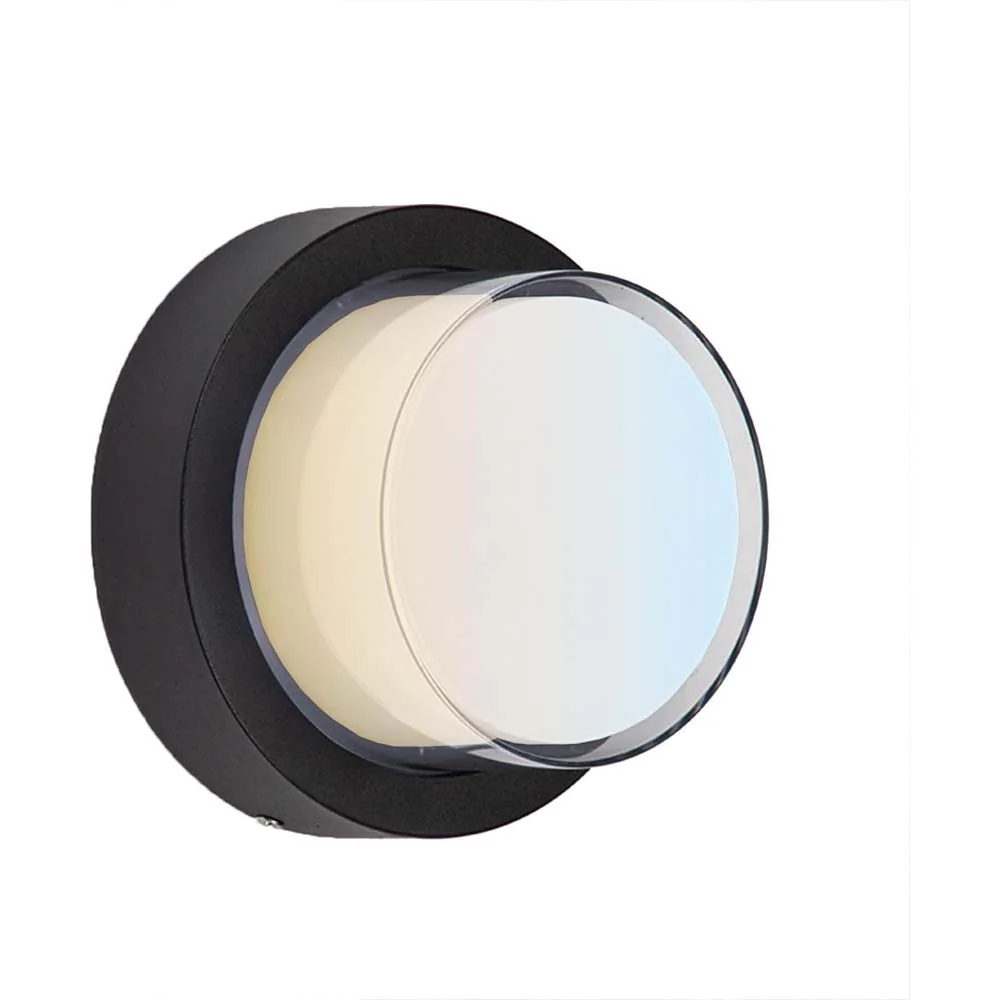 Sunlite 12w LED Black Round Modern Outdoor Fixture CCT Selectable - 60w equiv