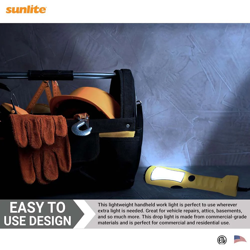 Sunlite 12w LED Yellow Portable Work Light Fixture 25F Power Cord 6200K Daylight - Image 4
