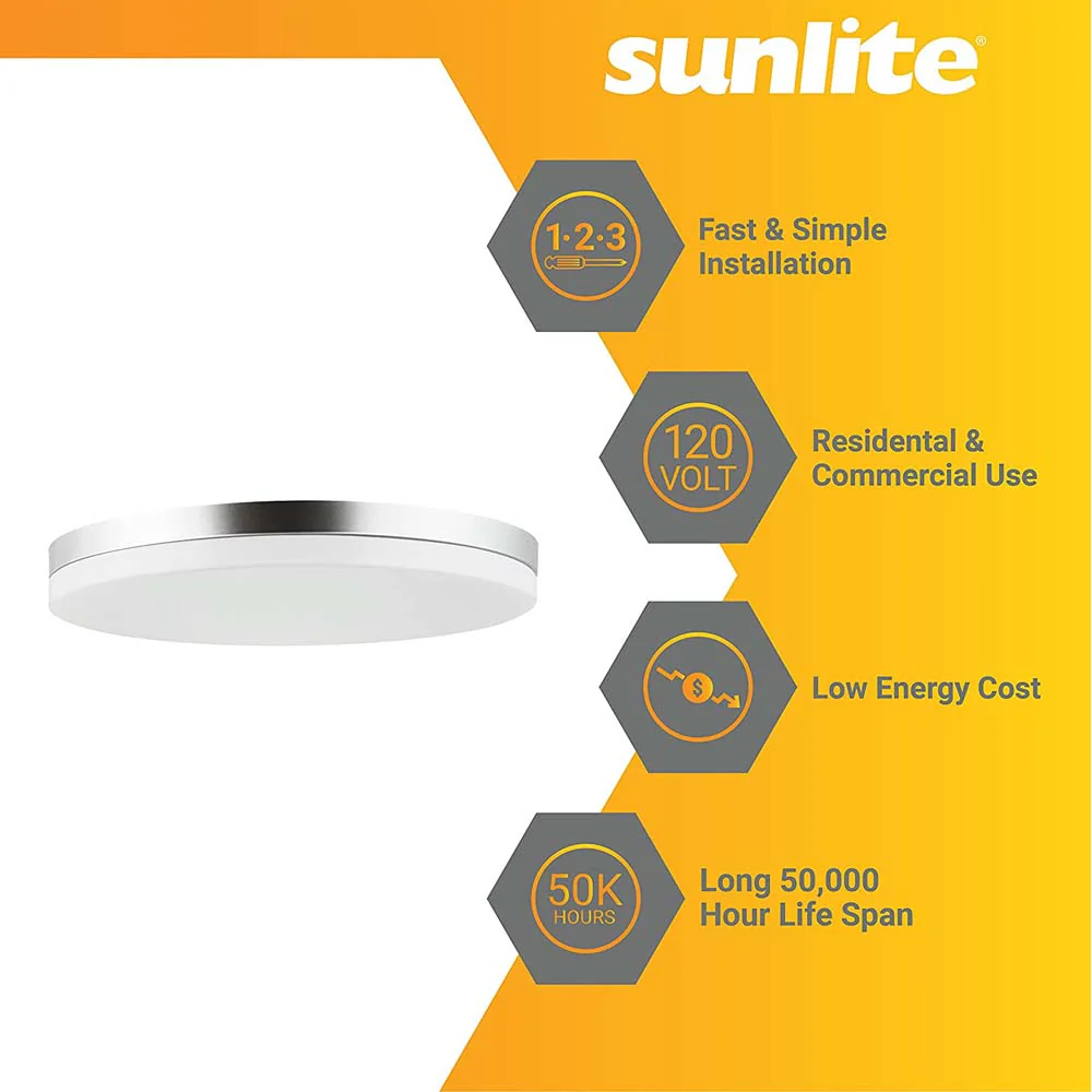 Sunlite 13-in Round LED Solid Band Fixture CCT Tunable White Finish - 120w-equiv - Image 3