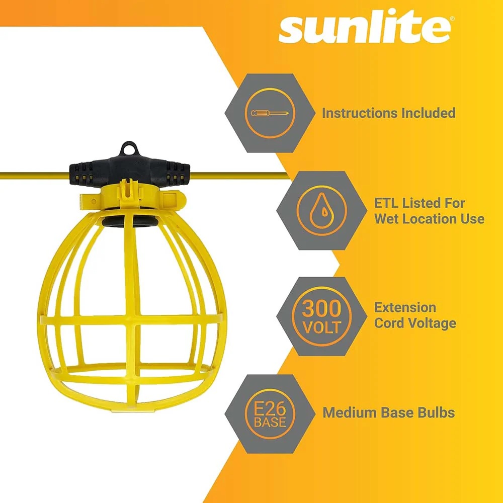 Sunlite 150w 100F Commercial Grade Cage String Light E26 Base 10-Sockets Bulb - Image 4