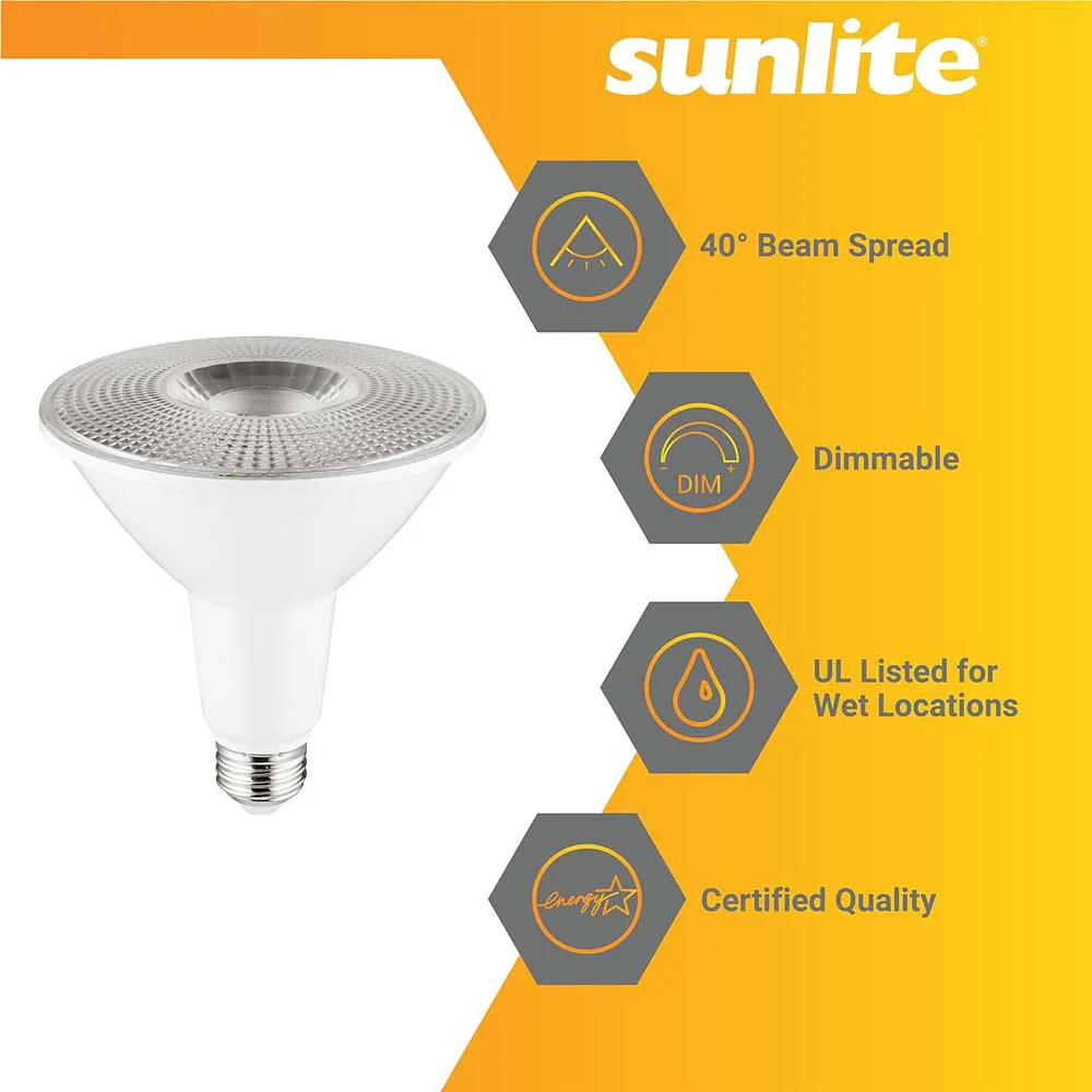 Sunlite 15w LED PAR38 Long Neck E26 Dimmable 3000K Spot Bulb - 100W Equiv - Image 3