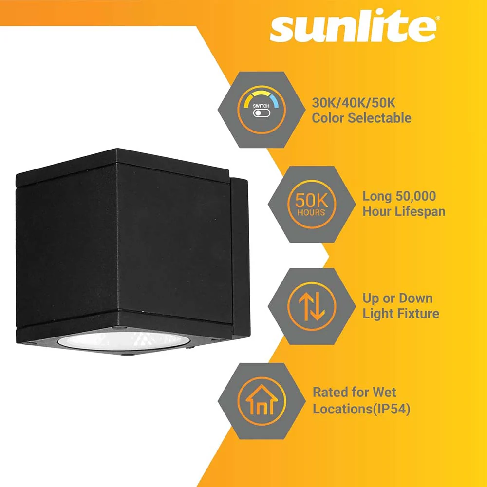 Sunlite 18w LED Cube Up And Down Outdoor Light Fixture CCT Selectable 120v - Image 4