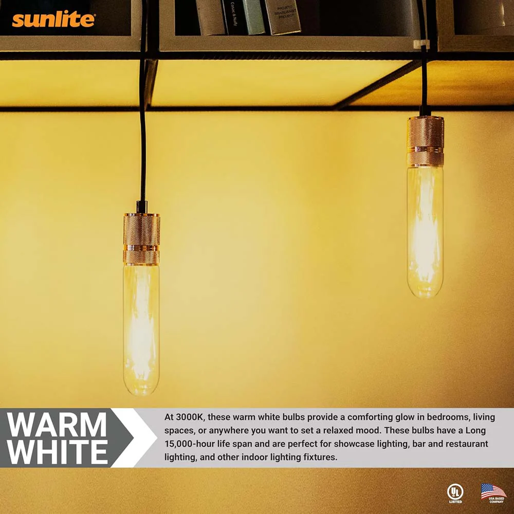Sunlite 2w LED Filament T10 Tubular E26 Base Clear 5000K Bulb - 25W Equiv - Image 4