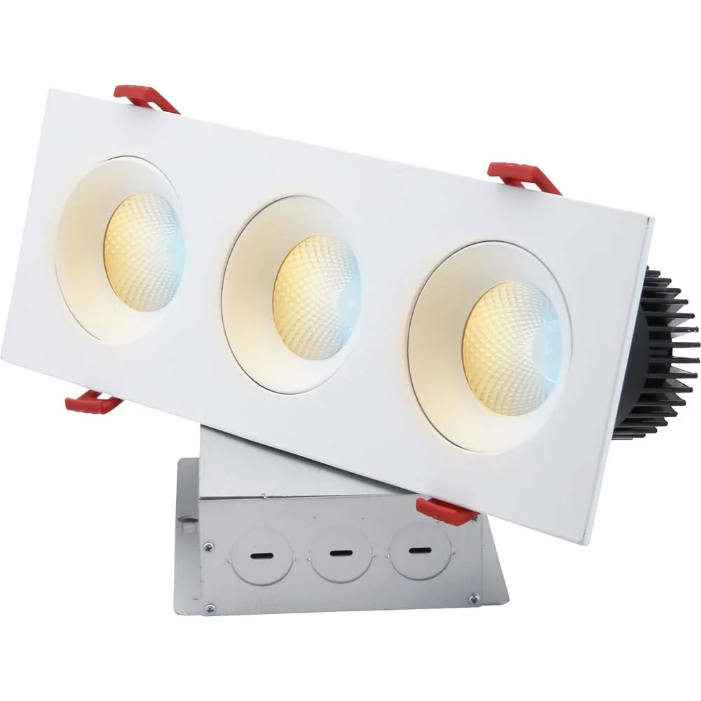 Sunlite 3.5-in 36w LED Three Head Gimbal Downlight Fixture CCT Tunable Dimmable