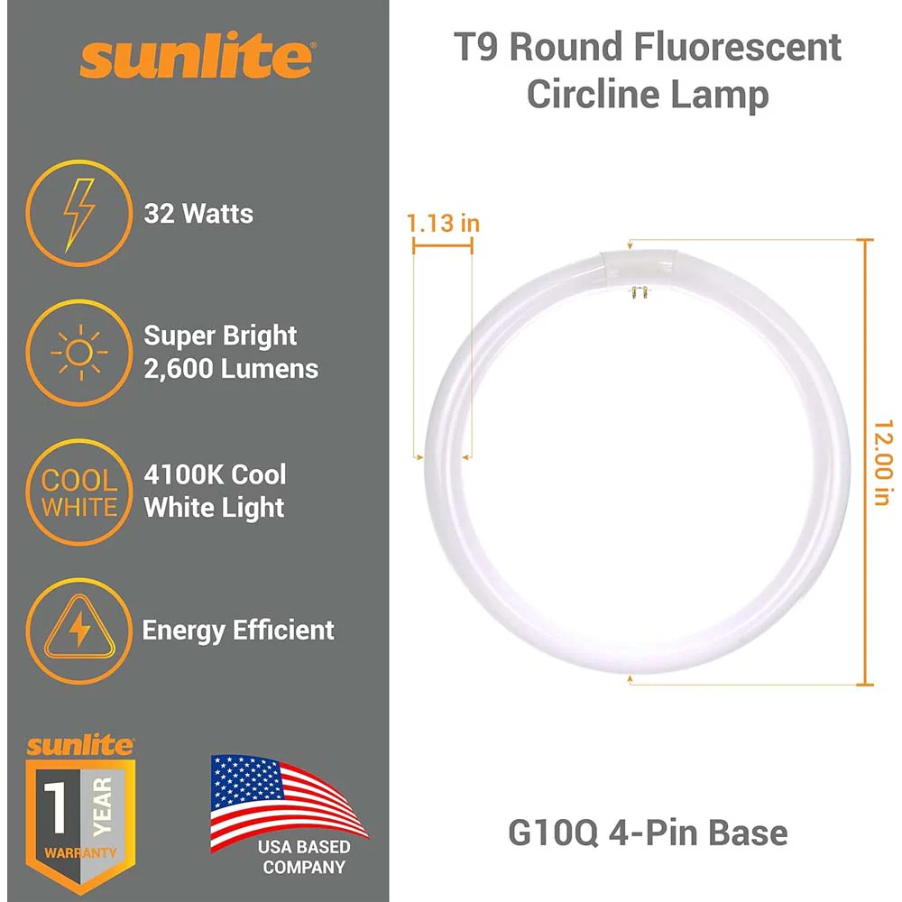 Sunlite 32w T9 Round Fluorescent Circline Lamp G10Q 4-Pin Base 4100K Cool White - Image 2