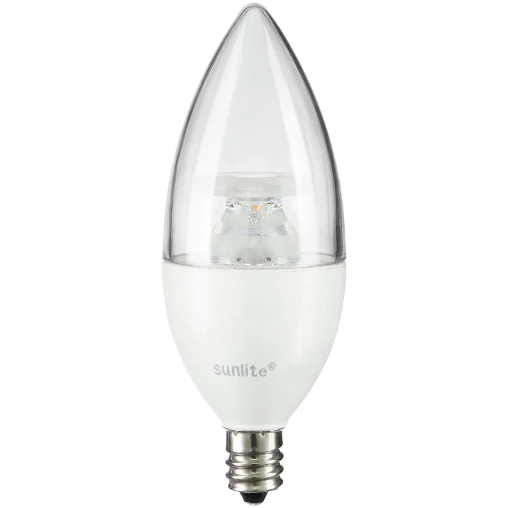 Sunlite 4.5w LED B11 Clear Torpedo Tip Chandelier E12 4000K Bulb - 40W Equiv