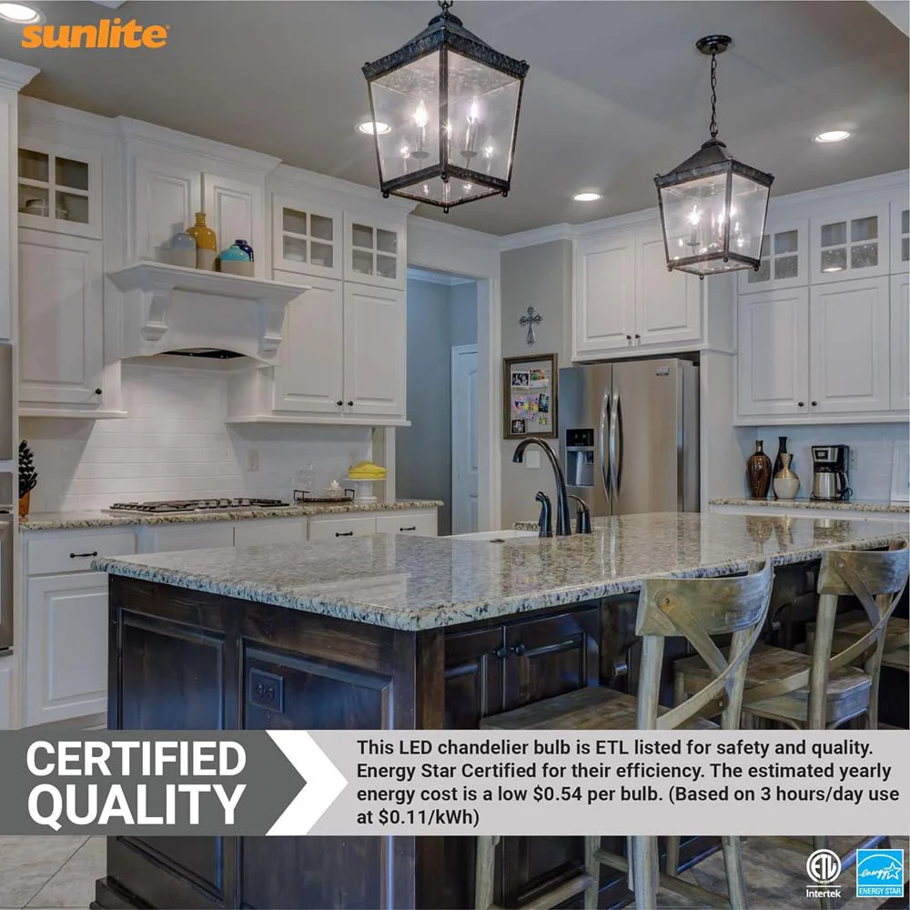 Sunlite 4.5w LED B11 Frosted Torpedo Tip Chandelier E12 5000K Bulb - 40W Equiv - Image 4