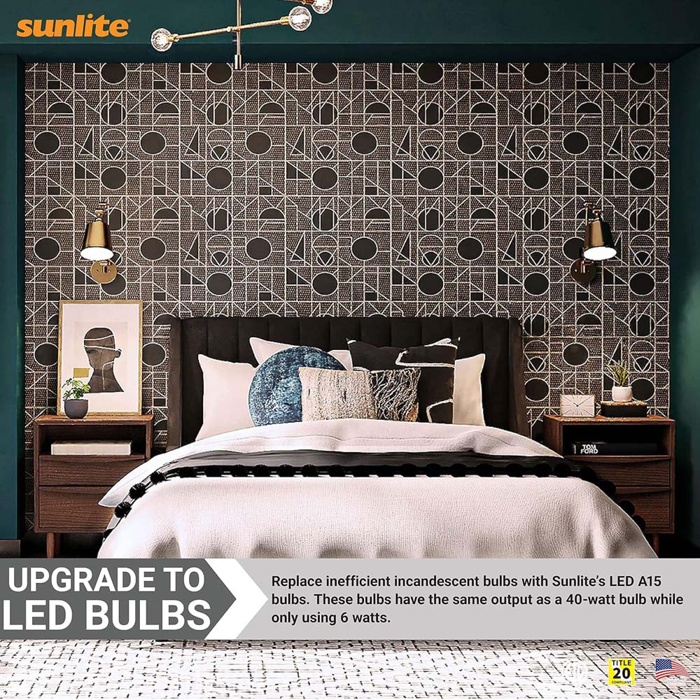 Sunlite 6w LED A15 Ceiling Fan Clear E26 Base 3000K Bulb - 40W Equiv - Image 2