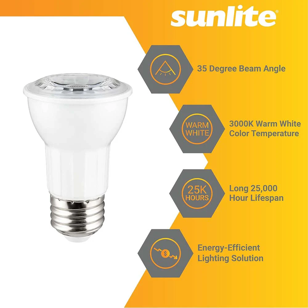 Sunlite 6w LED PAR16 Reflector E26 Base 3000K Floodlight Bulb - 50W Equiv - Image 3