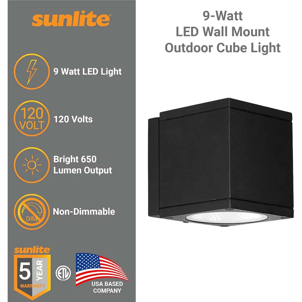 Sunlite 9w LED Cube Up Or Down Outdoor Light Fixture CCT Selectable 120v - Image 3