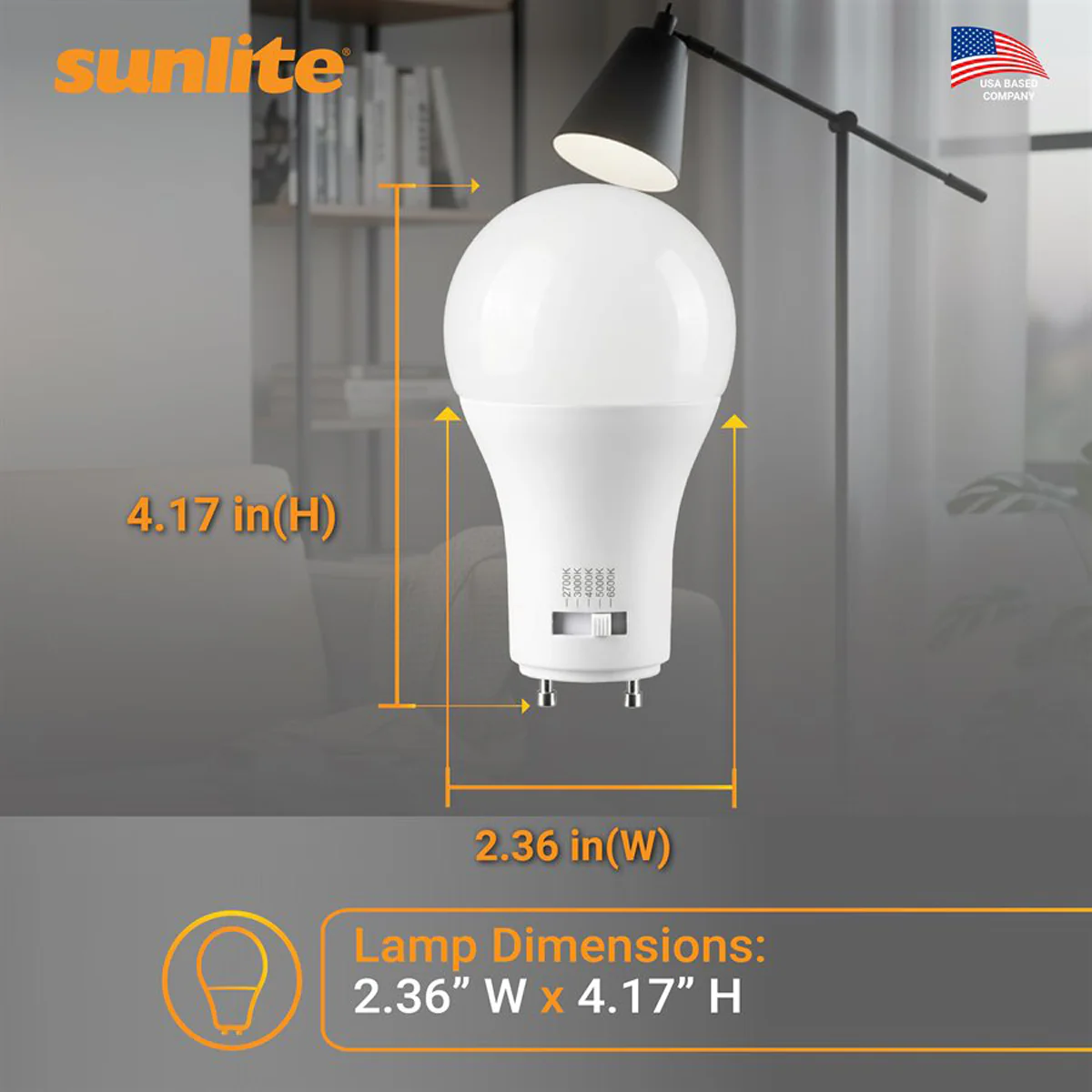Sunlite A19 15w LED Light Bulb GU24 base CCT Selectable Dimmable - 100W Equiv - Image 2