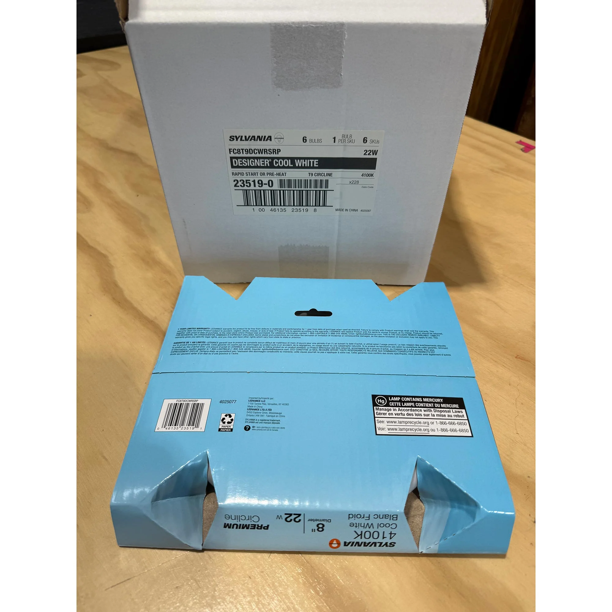 Sylvania FC8T9 22W 8in T9 4100K Cool White 1050Lm G10Q Circline Fluorescent Bulb - Image 4