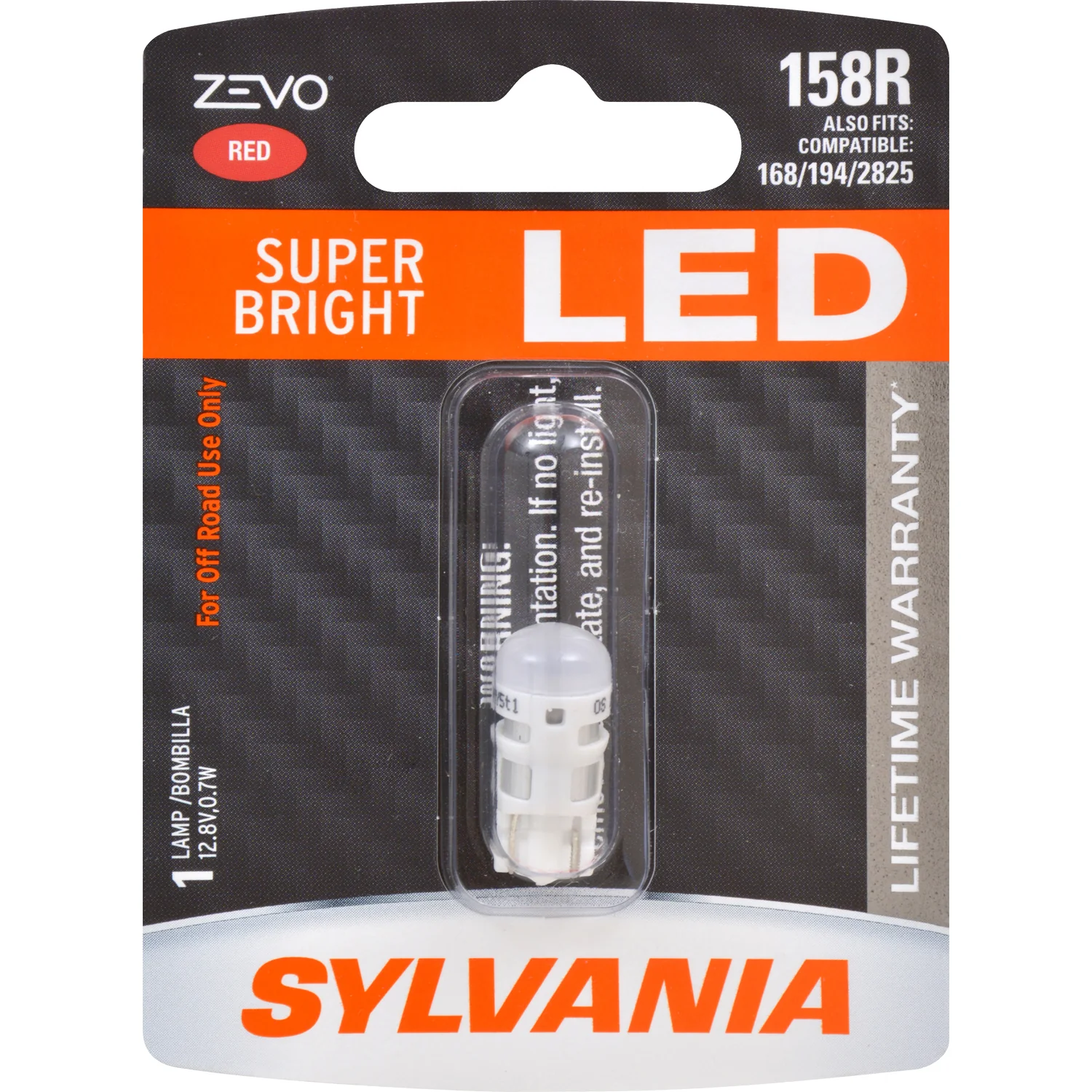 SYLVANIA ZEVO 158 T10 W5W Red LED Automotive Bulb