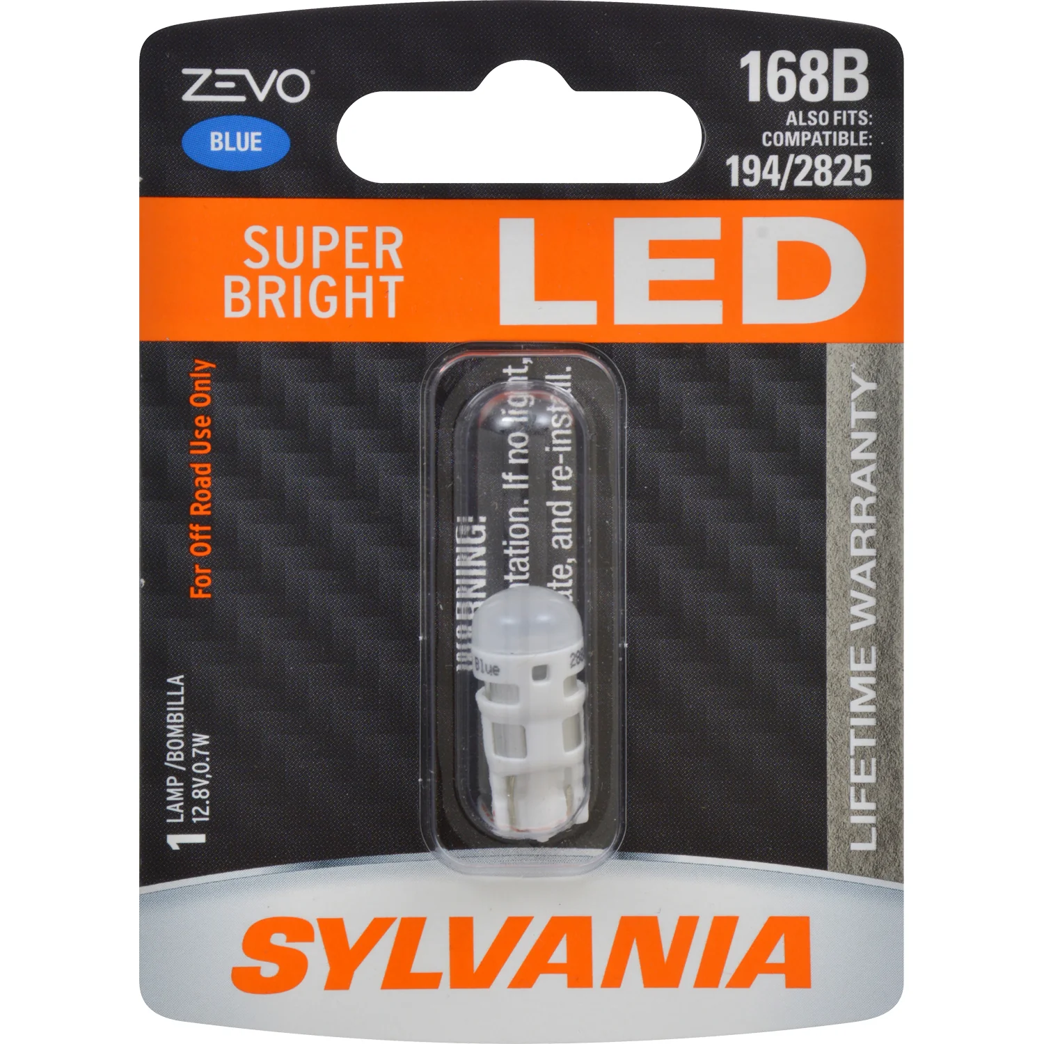SYLVANIA ZEVO 168 T10 W5W Blue LED Automotive Bulb