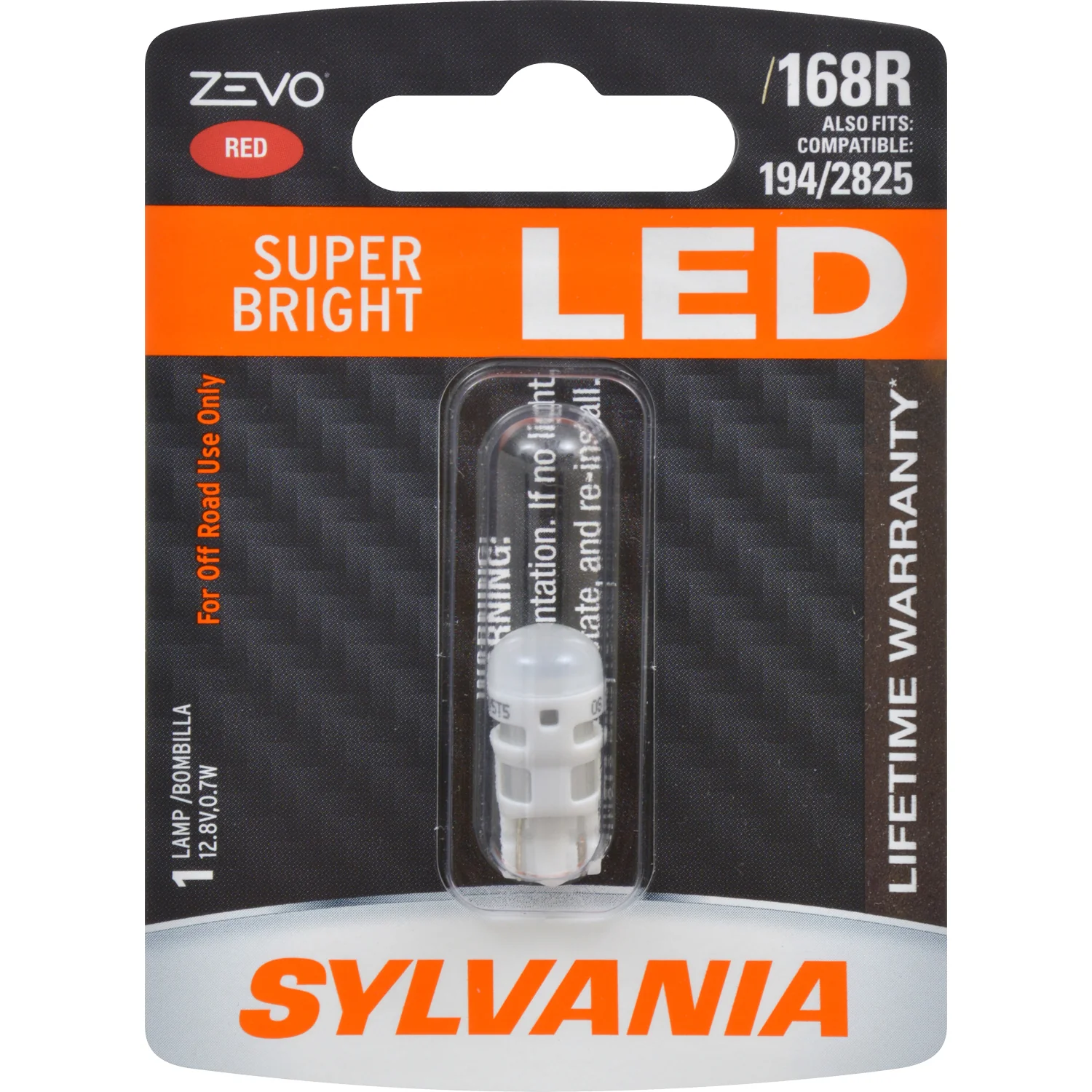 SYLVANIA ZEVO 168 T10 W5W Red LED Automotive Bulb