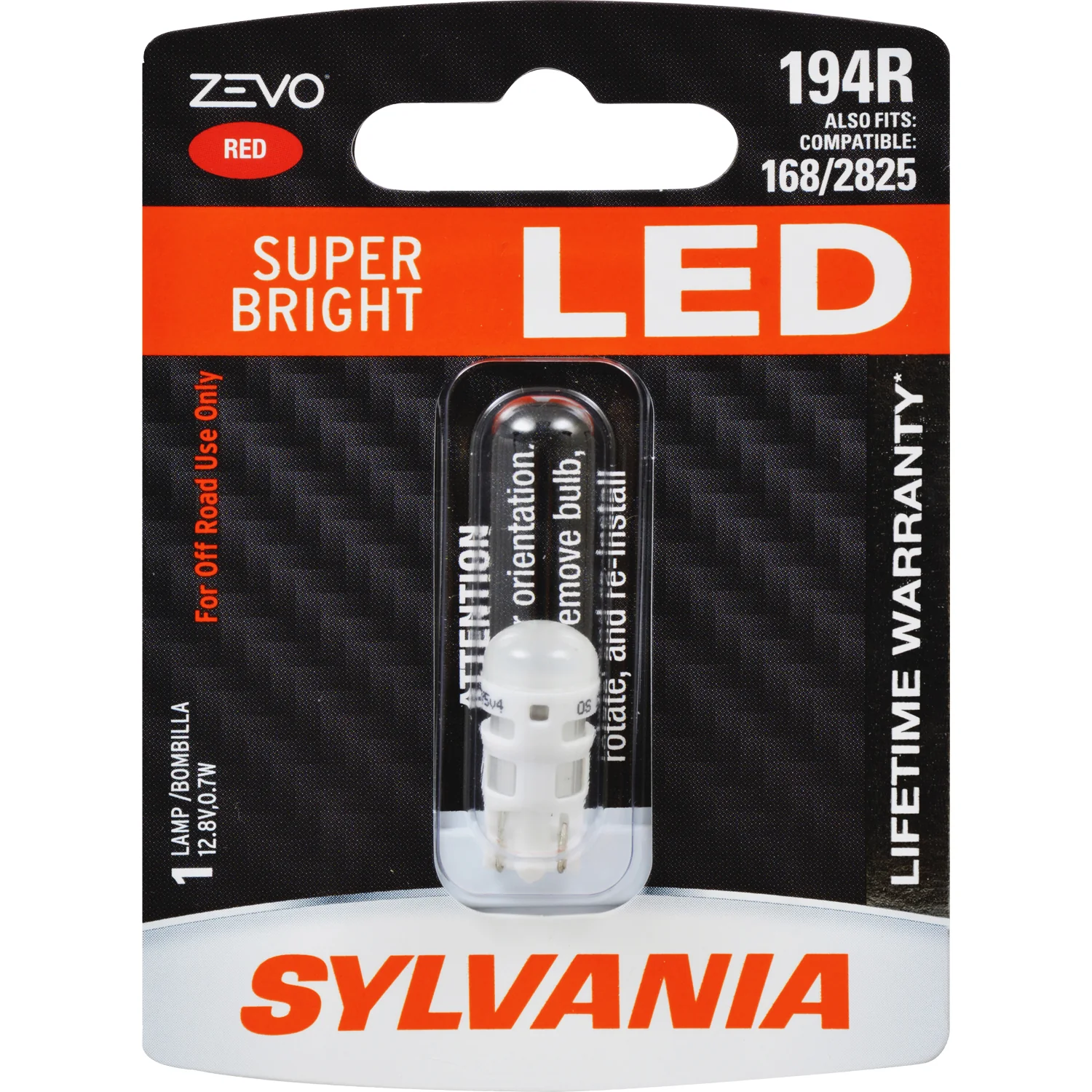 SYLVANIA ZEVO 194 T10 W5W Red LED Automotive Bulb