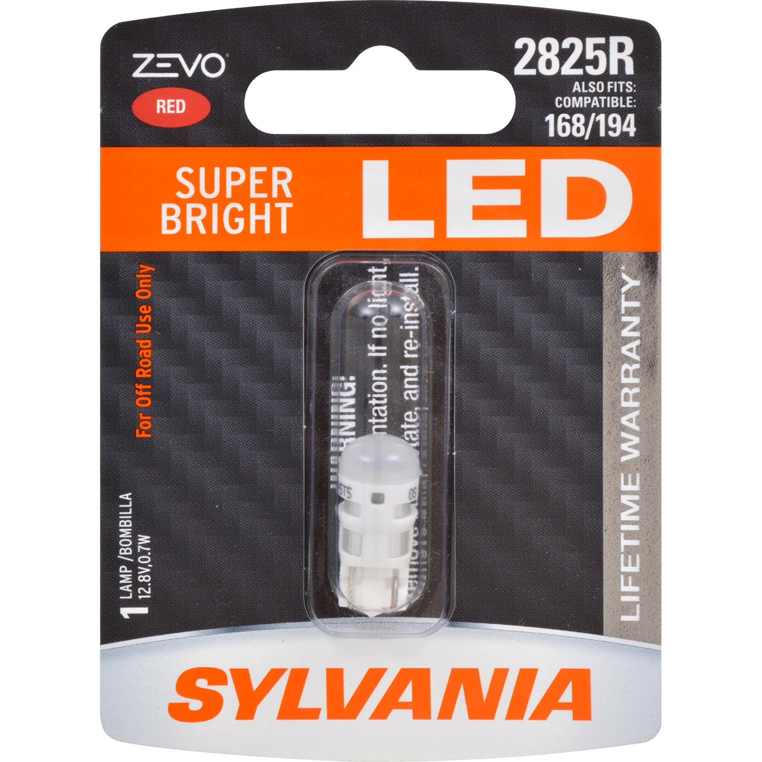 SYLVANIA ZEVO 2825 T10 W5W Red LED Automotive Bulb