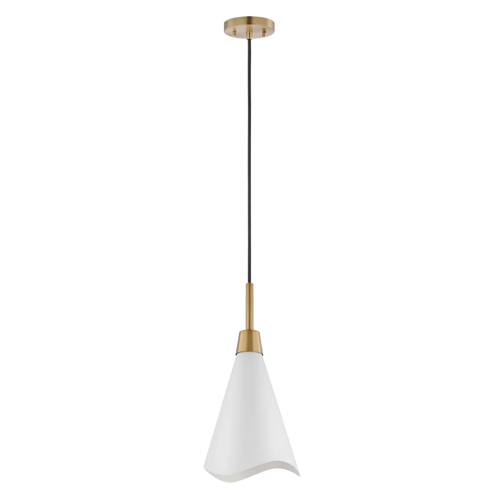 Tango 1-Light Large Pendant Matte White with Burnished Brass