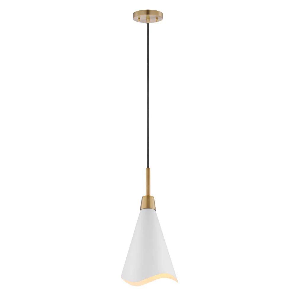 Tango 1-Light Large Pendant Matte White with Burnished Brass - Image 2