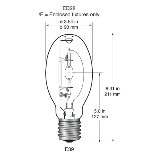 USHIO MH350/U/MOG/40/PS 350w E39 Base ED37 PulseStrike Clear Metal Halide Bulb - Image 2