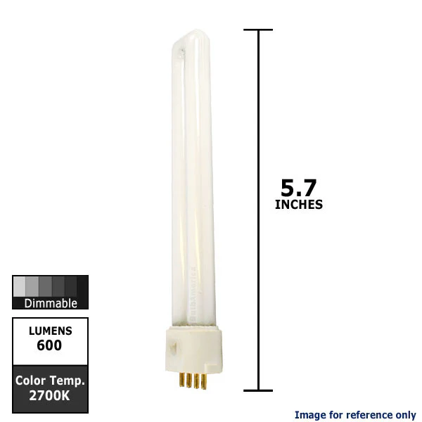 Ushio 3000170 - CF9SE/827 - 9W 2700K - 4 Pin 2G7 Base - Single Tube CFL - Image 3