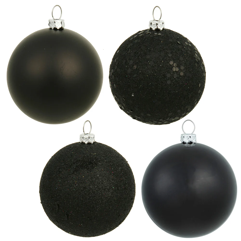 Vickerman 1 in. Black Ball 4-Finish Asst Christmas Ornament