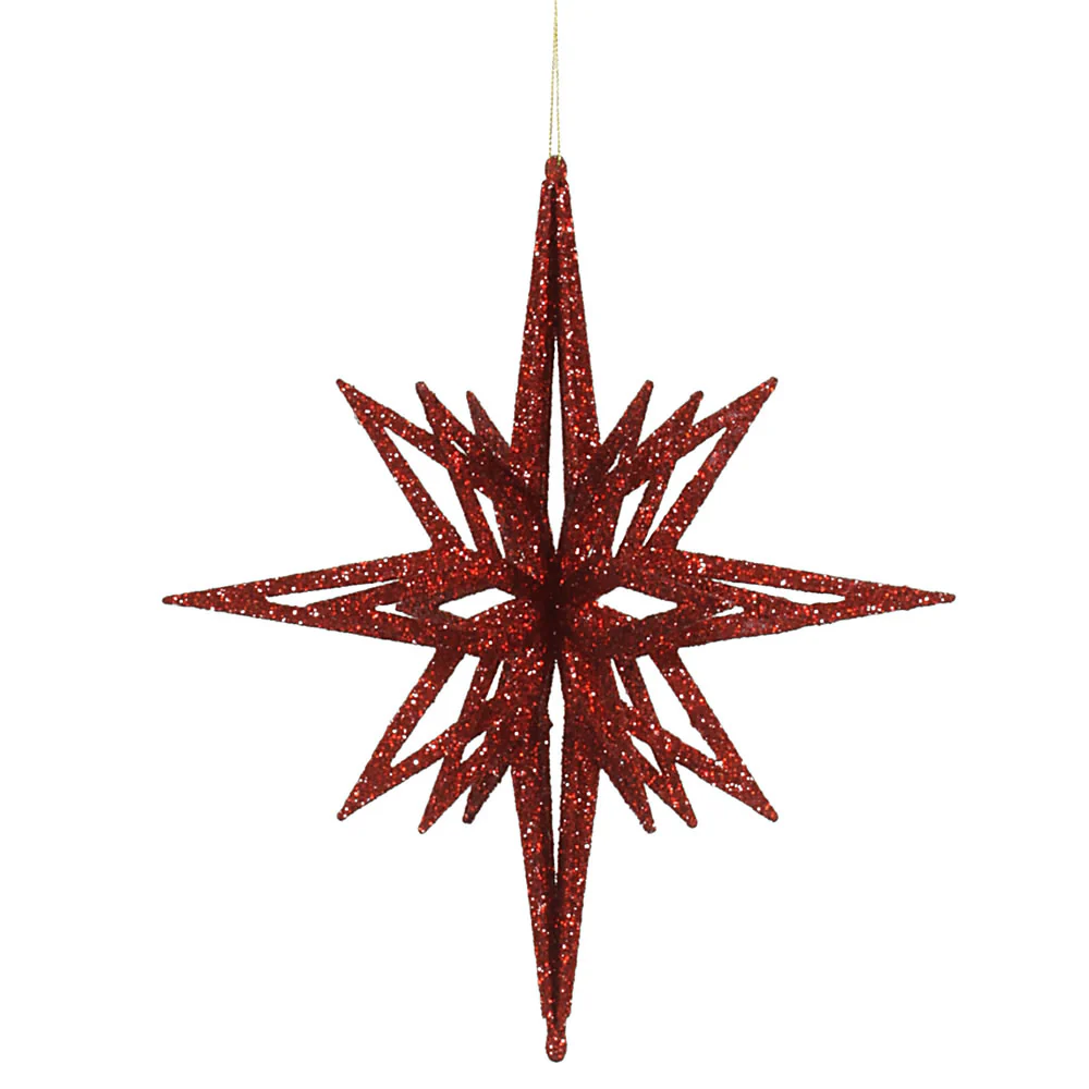 Vickerman 12 in. Red Glitter Star Christmas Ornament