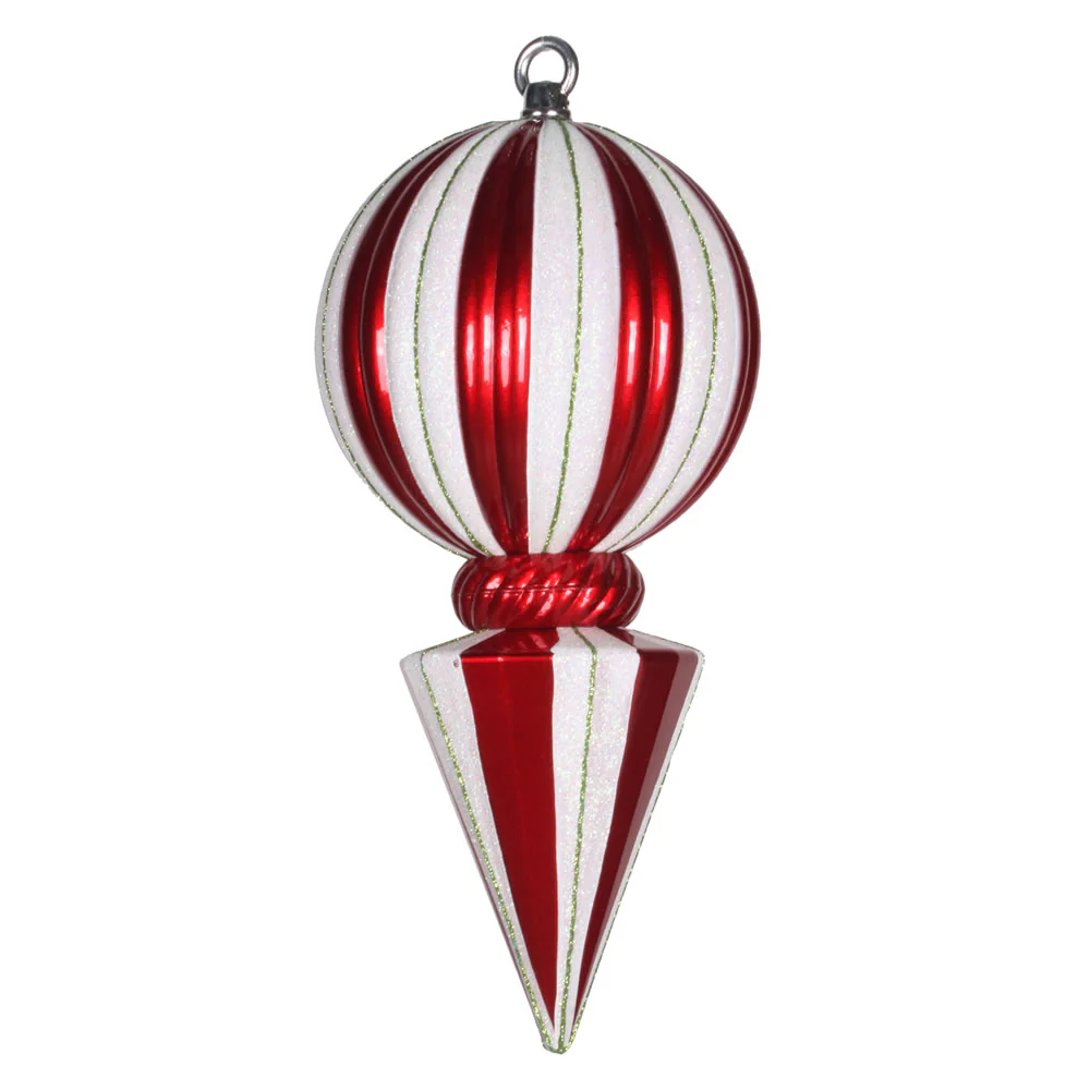 Vickerman 12 in. Red-White Finial Christmas Ornament
