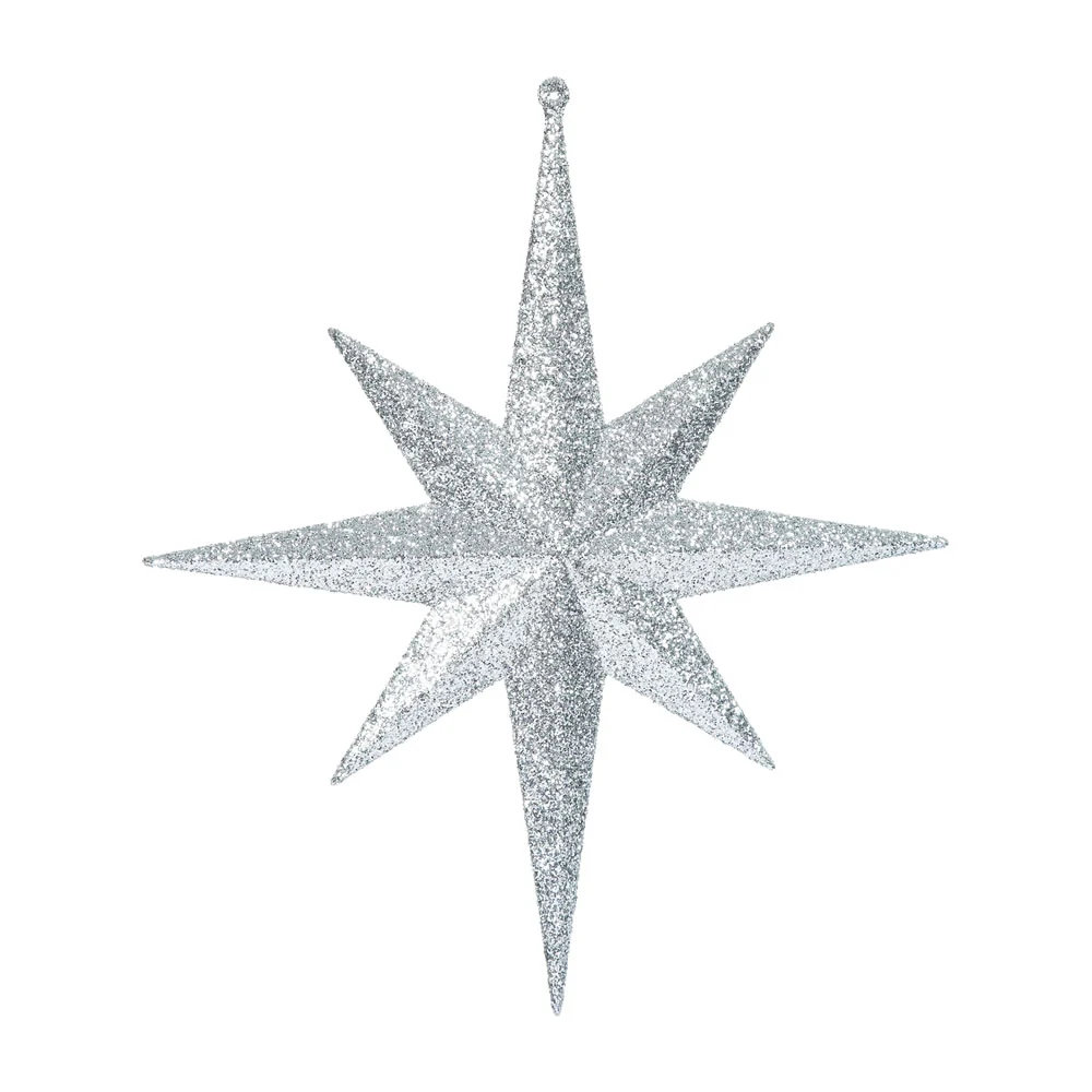 Vickerman 12 in. SILVER Glitter Star Christmas Ornament