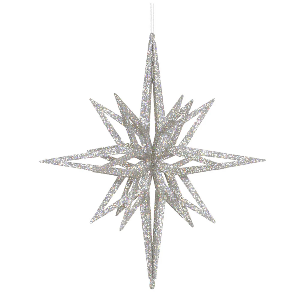 Vickerman 12 in. Silver Glitter Star Christmas Ornament