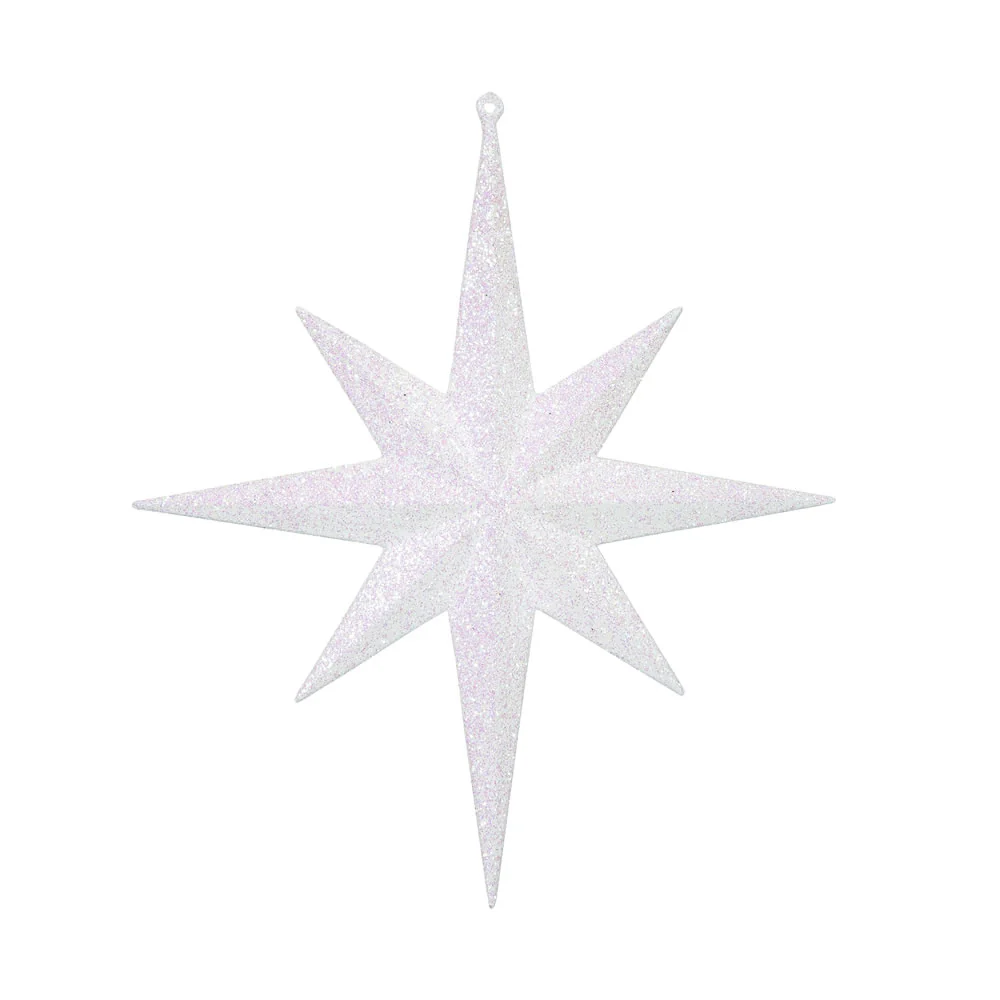 Vickerman 12 in. White Glitter Star Christmas Ornament