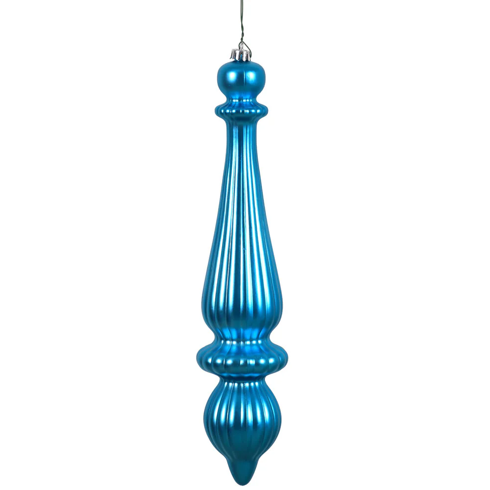 Vickerman 14 in. Turquoise Shiny Finial Christmas Ornament