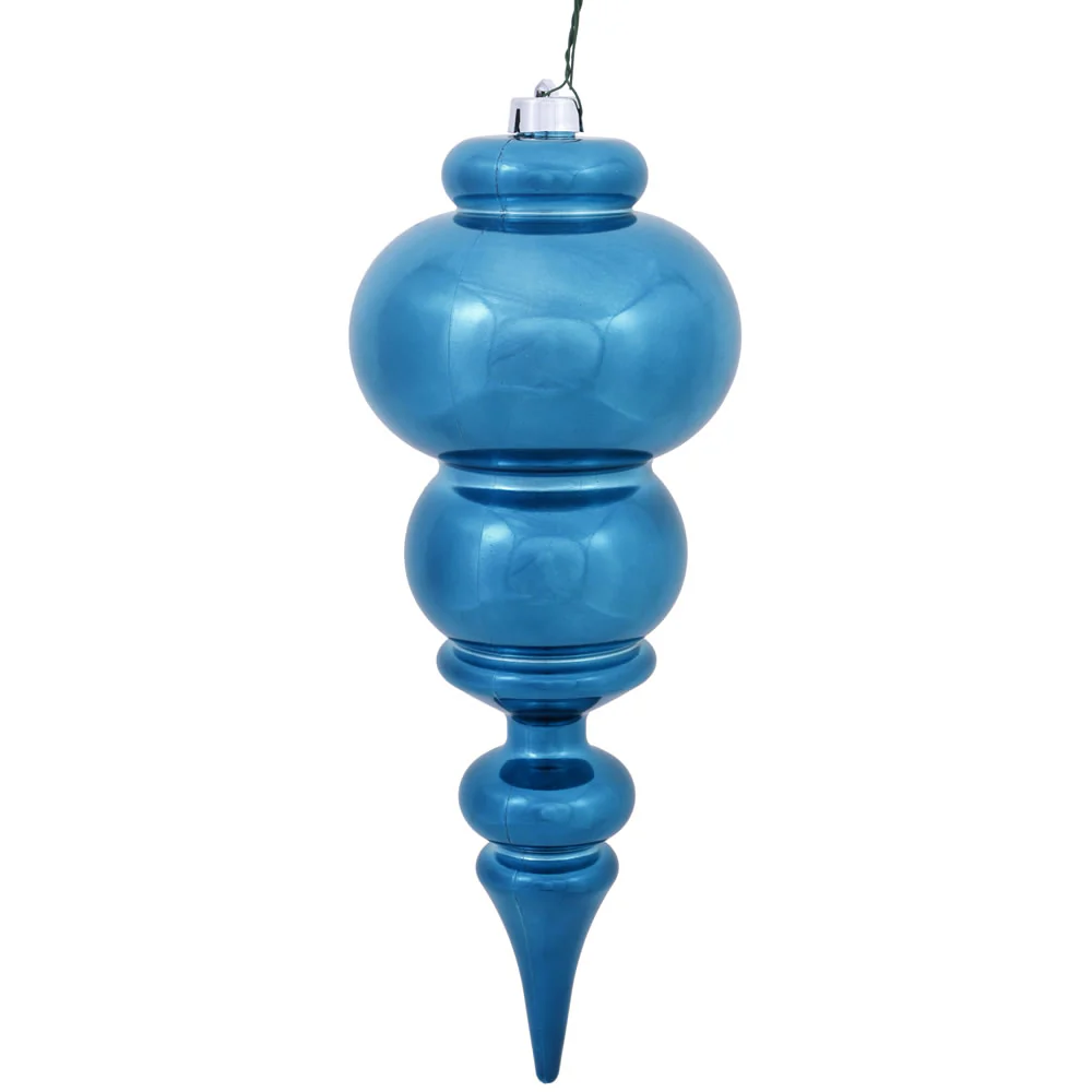 Vickerman 14 in. Turquoise Shiny Finial Christmas Ornament
