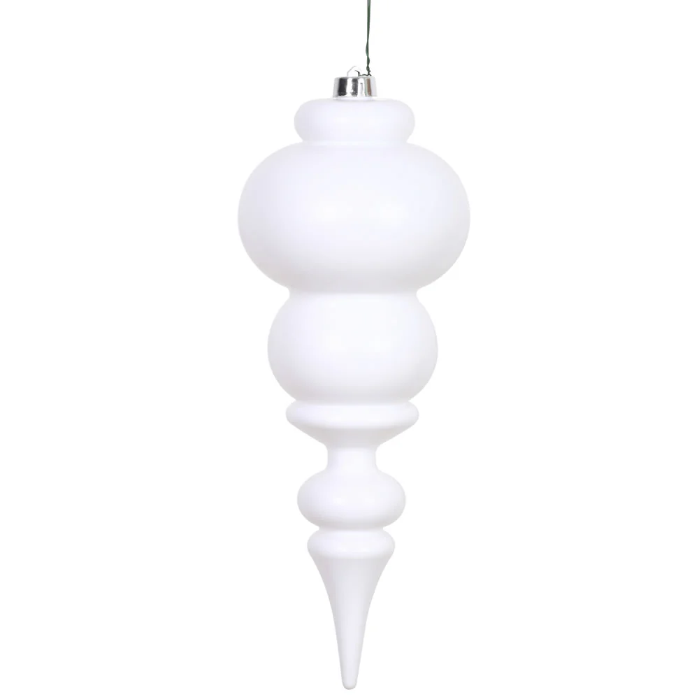 Vickerman 14 in. White Matte Finial Christmas Ornament