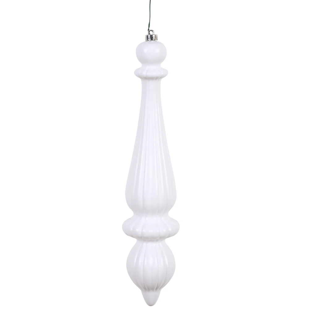 Vickerman 14 in. White Matte Finial Christmas Ornament
