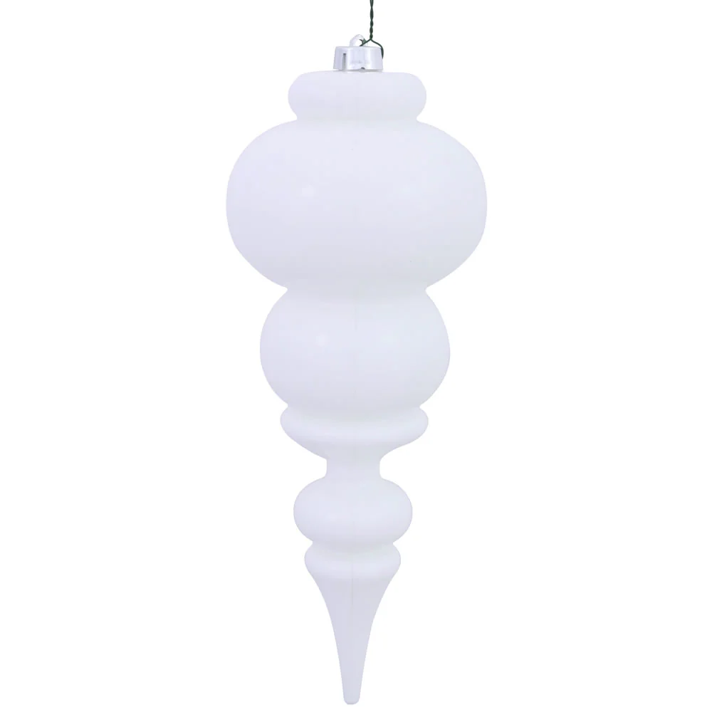 Vickerman 14 in. White Shiny Finial Christmas Ornament