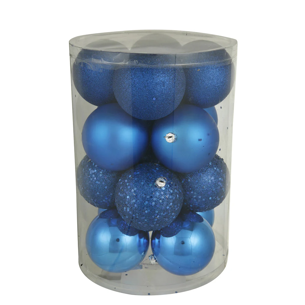 Vickerman 2.4 in. Blue Ball 4-Finish Asst Christmas Ornament - Image 2