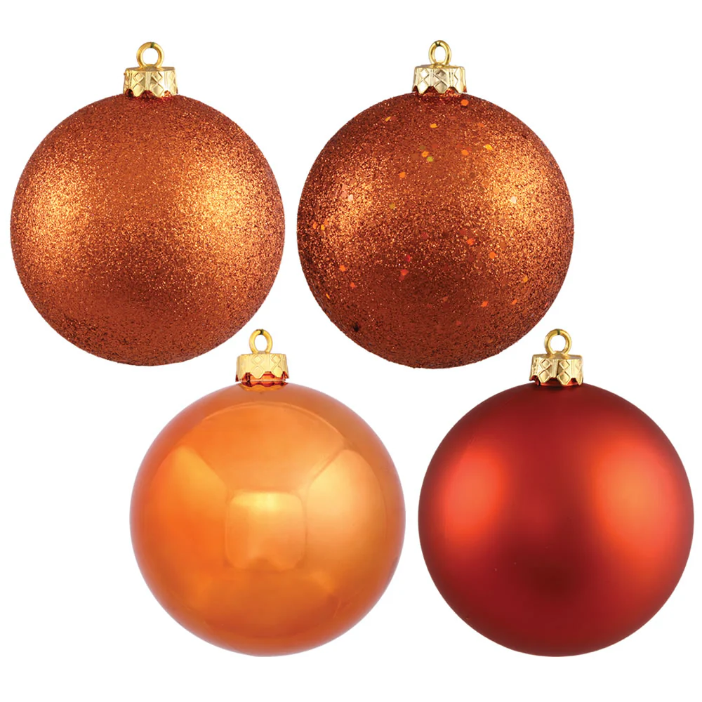 Vickerman 2.4 in. Burnished Orange Ball 4-Finish Asst Christmas Ornament