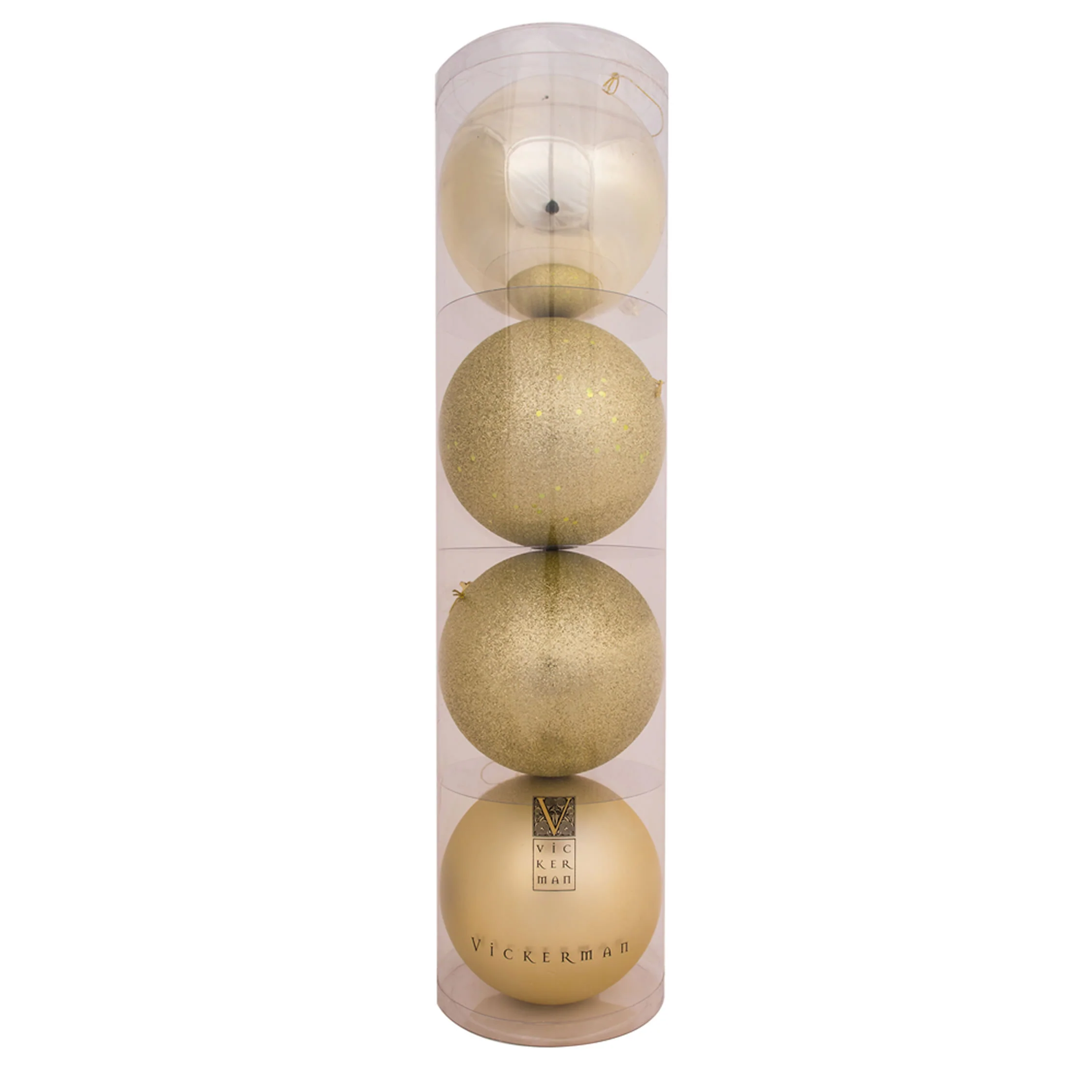 Vickerman 2.4 in. Champagne Ball 4-Finish Asst Christmas Ornament