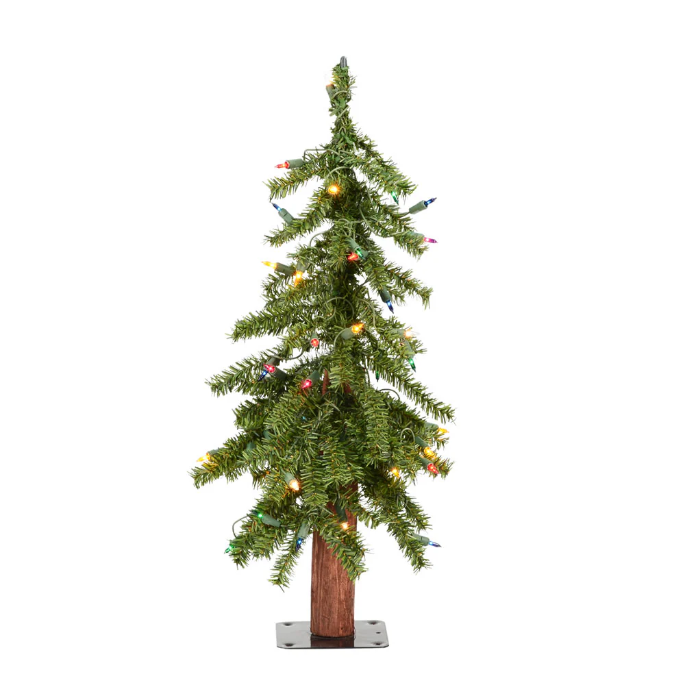 Vickerman 2ft. x 16.5in. Alpine Artificial Christmas Tree Multi-colored LED Lights