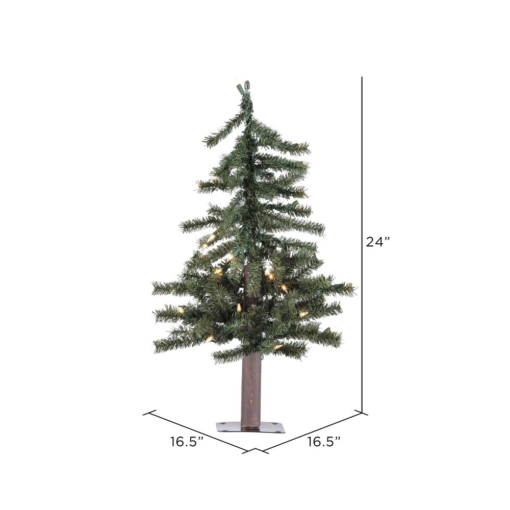 Vickerman 2ft. x 16.5in. Alpine Artificial Christmas Tree Warm White LED Lights - Image 2