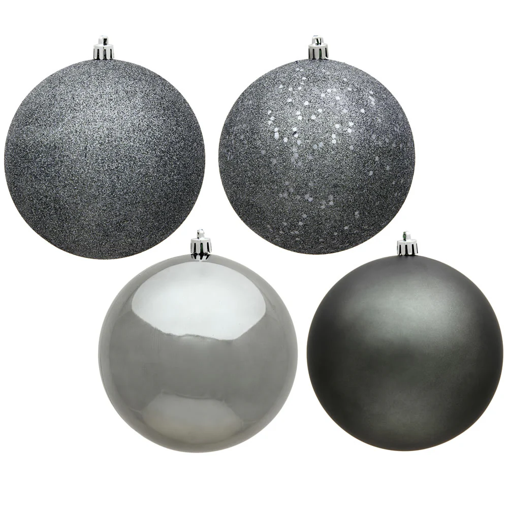 Vickerman 3 in. Pewter Ball 4-Finish Asst Christmas Ornament
