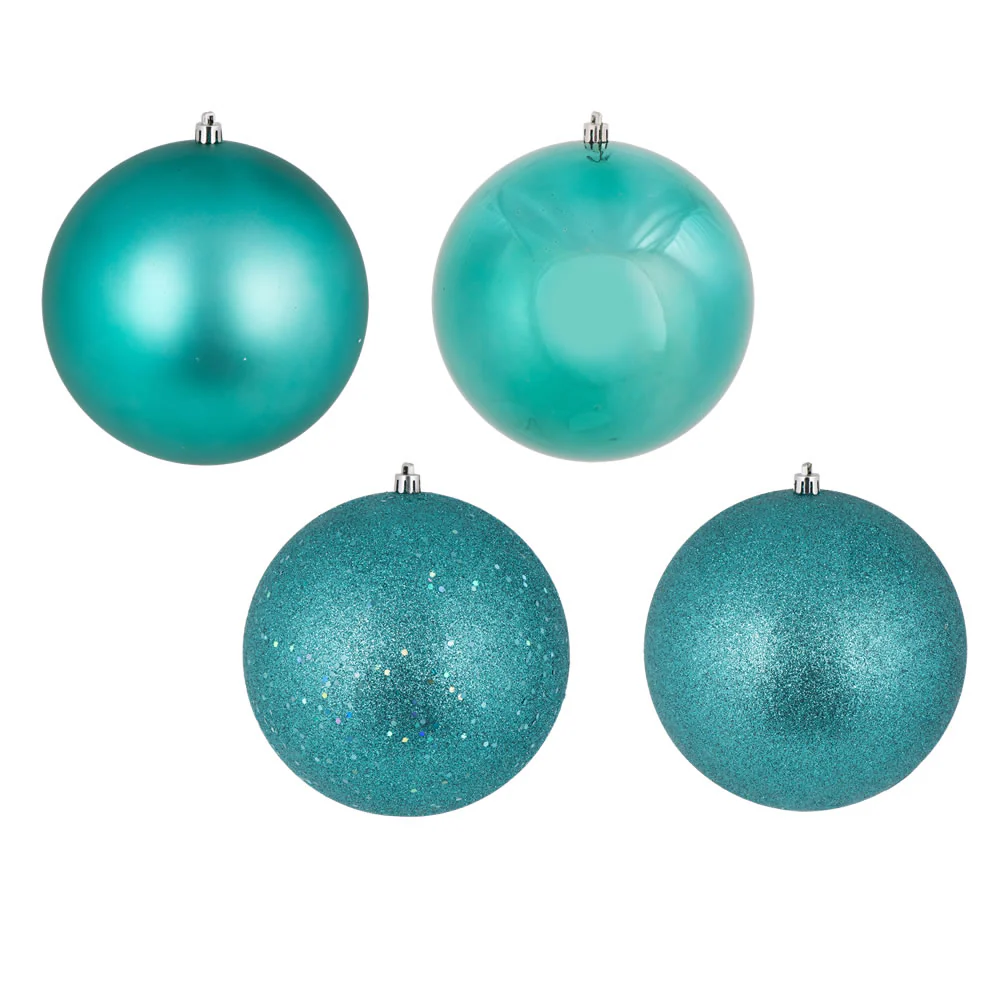 Vickerman 3 in. Teal Ball 4-Finish Asst Christmas Ornament