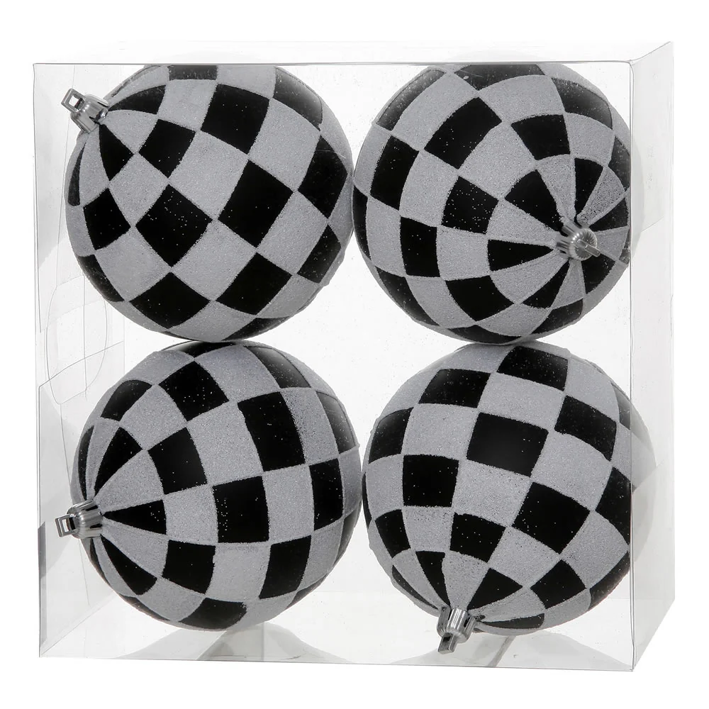 Vickerman 4.7 in. Black-White Glitter Ball Christmas Ornament