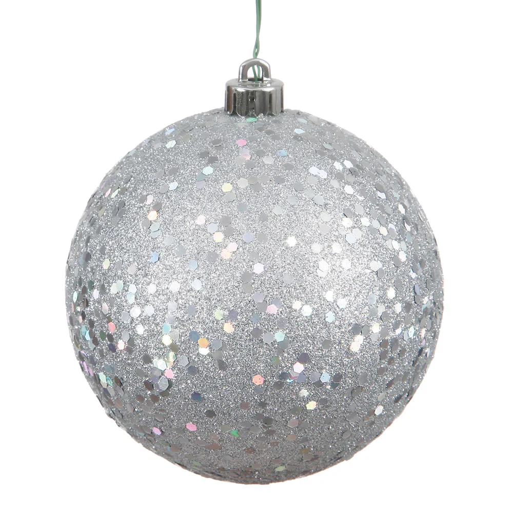 Vickerman 4 in. Silver Ball Christmas Ornament