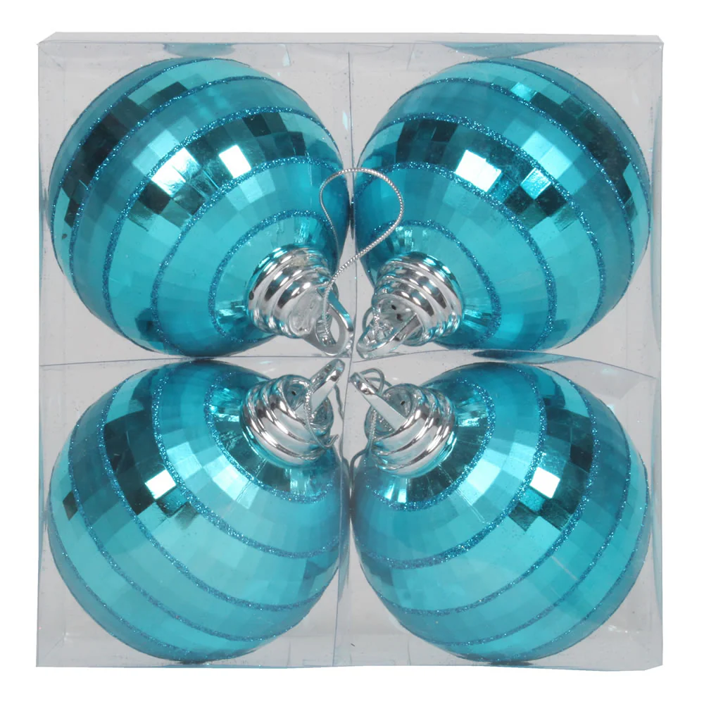 Vickerman 4 in. Turquoise Shiny Ball Christmas Ornament