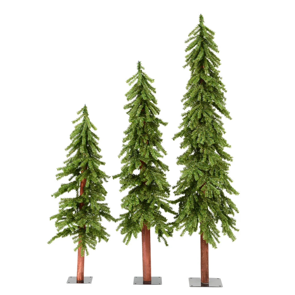Vickerman 4ft. 5ft. 6ft. Natural Alpine Artificial Christmas Tree Set Unlit