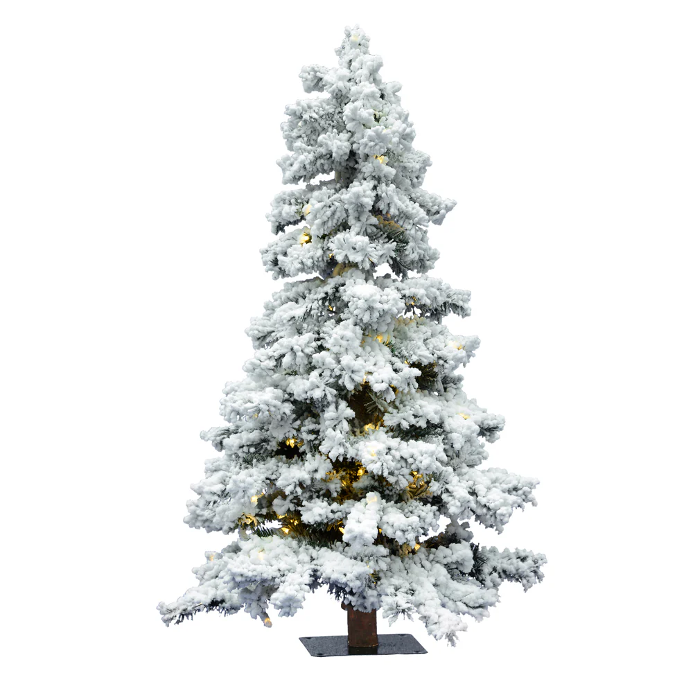 Vickerman 4ft. Flocked Spruce Artificial Christmas Tree Warm White Dura-Lit Lights