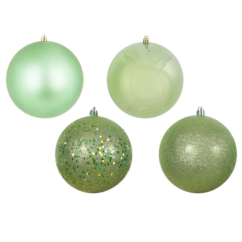 Vickerman 6 in. Celadon Ball 4-Finish Asst Christmas Ornament